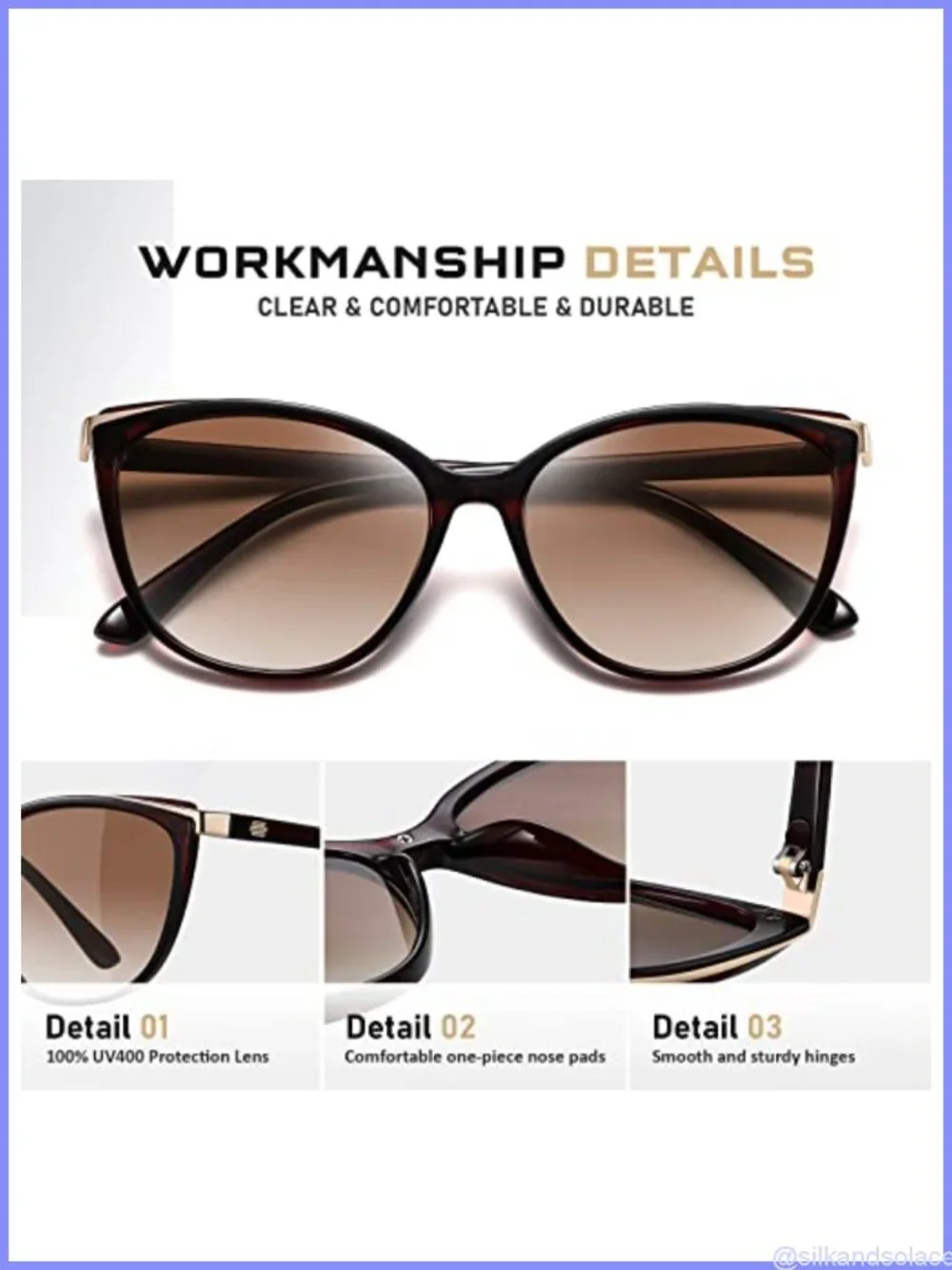 Cat Eye Sunglasses UV400 Protection Full Frame Women